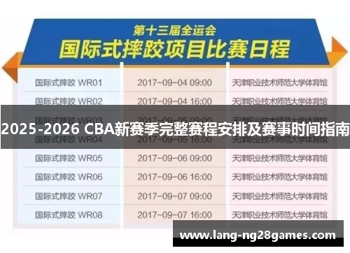 2025-2026 CBA新赛季完整赛程安排及赛事时间指南