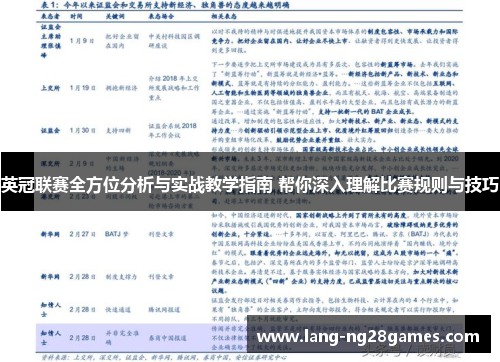 英冠联赛全方位分析与实战教学指南 帮你深入理解比赛规则与技巧